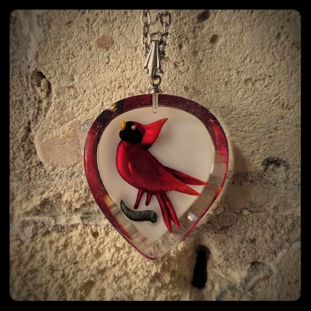 Vintage Lucite Cardinal Necklace